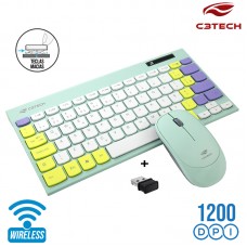 Kit Teclado + Mouse sem Fio K-W71GN C3 Tech - Verde